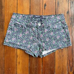 Vintage 2000s Request Jeans rose & polka dot gemstone low rise micro short 3/26